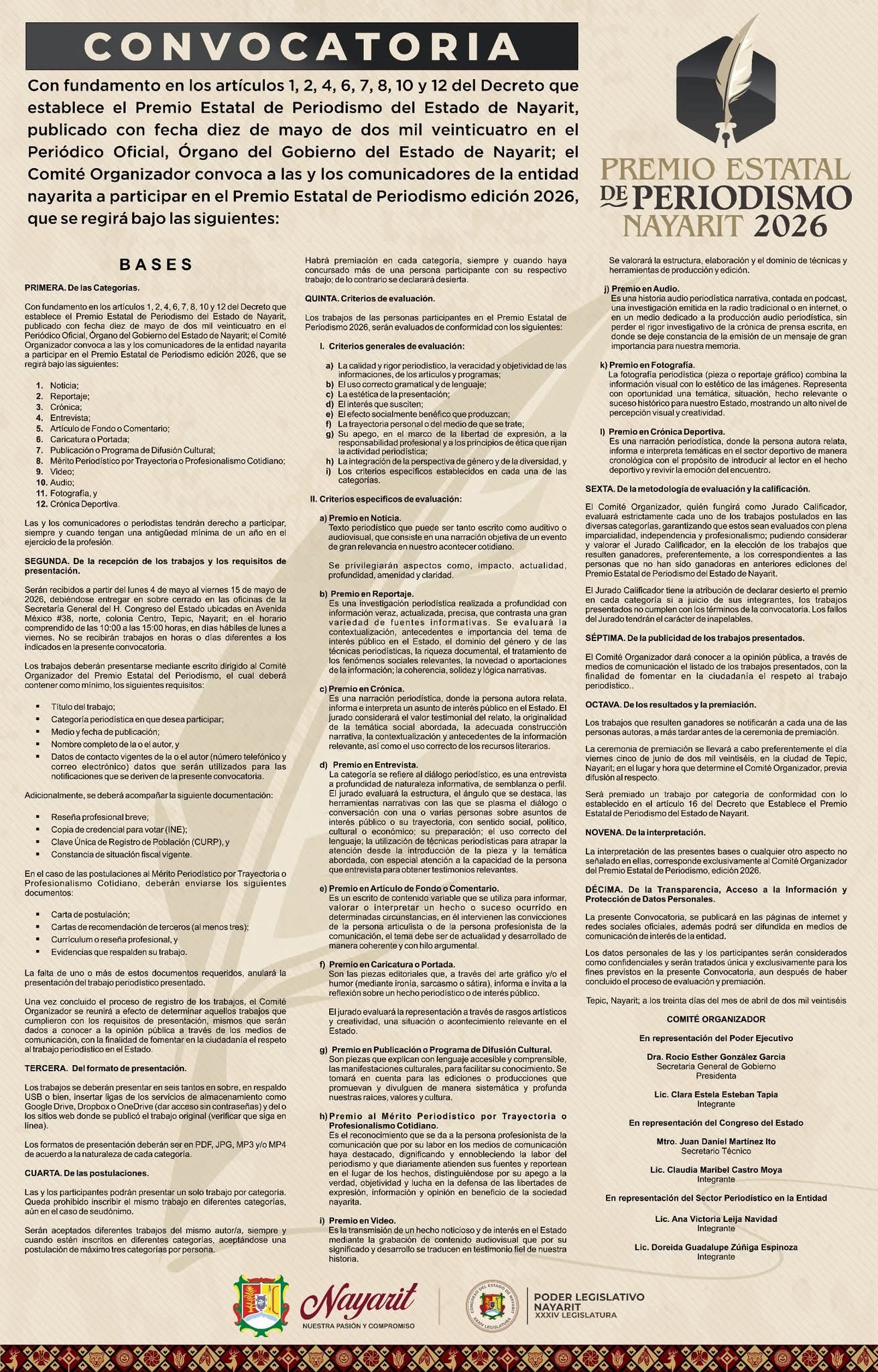 6 de mayo, convocatoria de periodismo 2026.