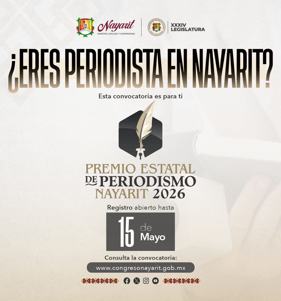 Convocatoria Premio Estatal de Periodismo 8 de mayo del 2026