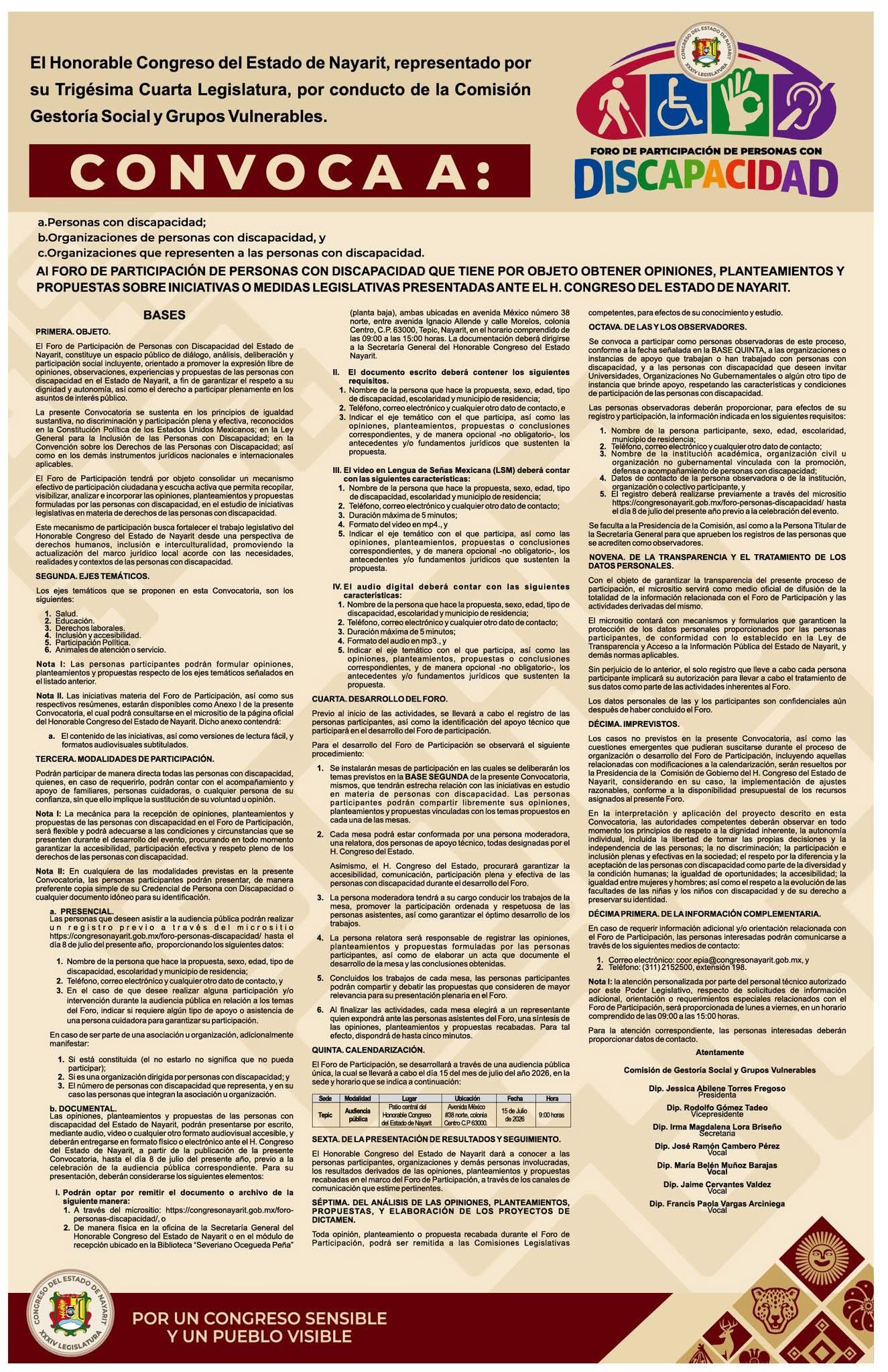 26 de junio del 2026 Convocatoria Foro sobre discapacidad