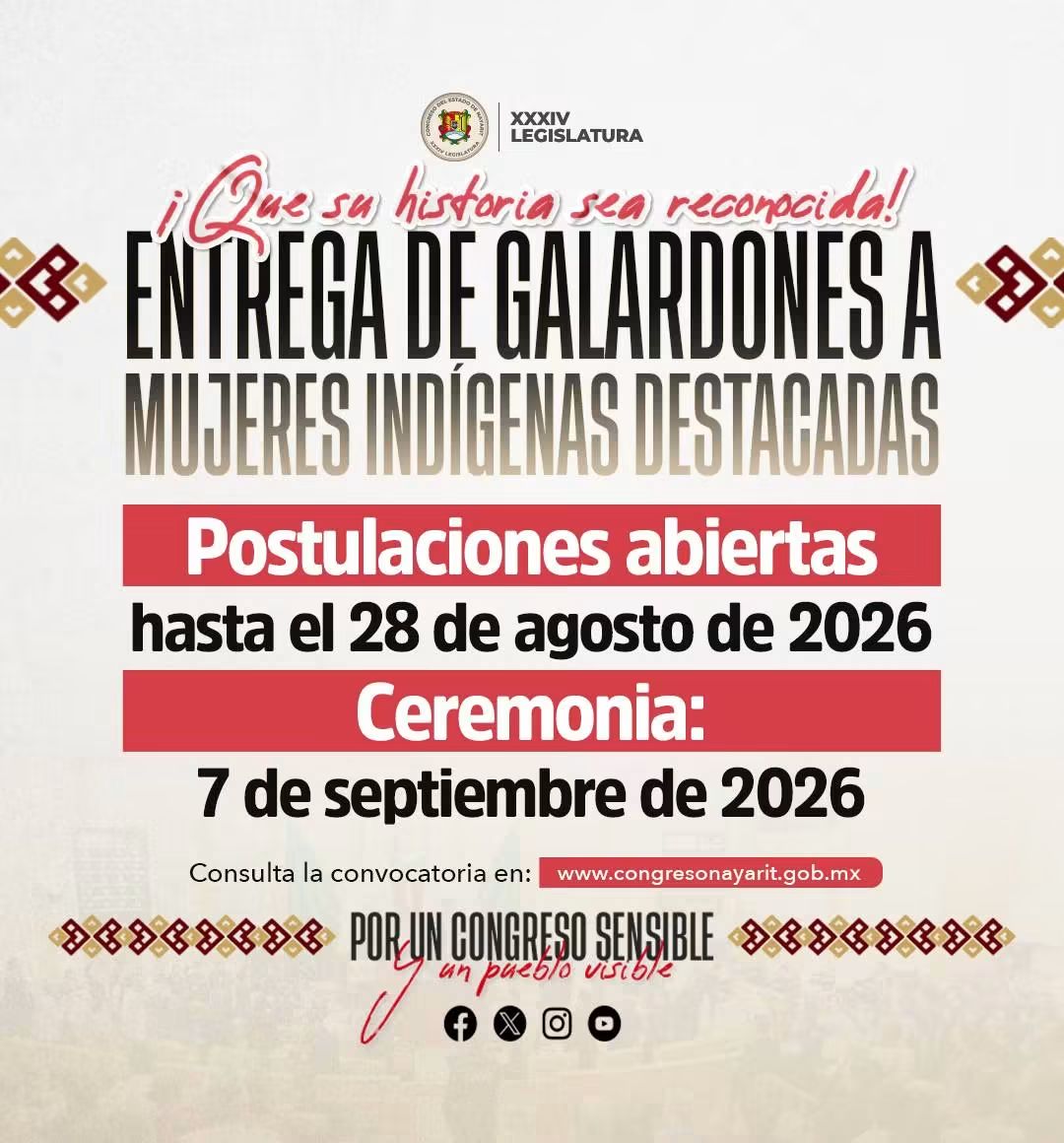 25 de agosto del 2026-Reconozcamos su legado. Postulaciones hasta el 28 de agosto.